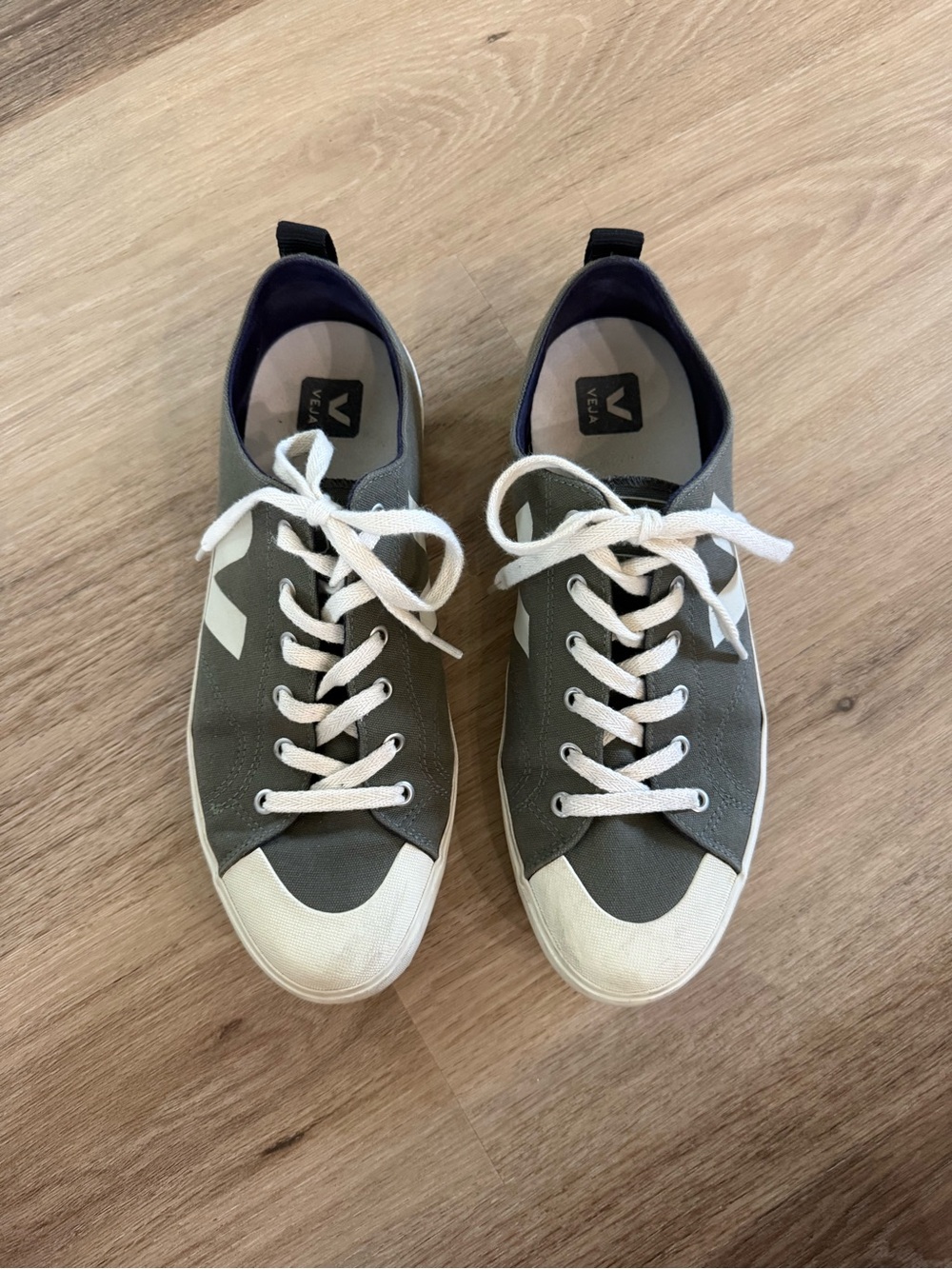 Veja Men's Campo Canvas Sneakers in Olive Green & White